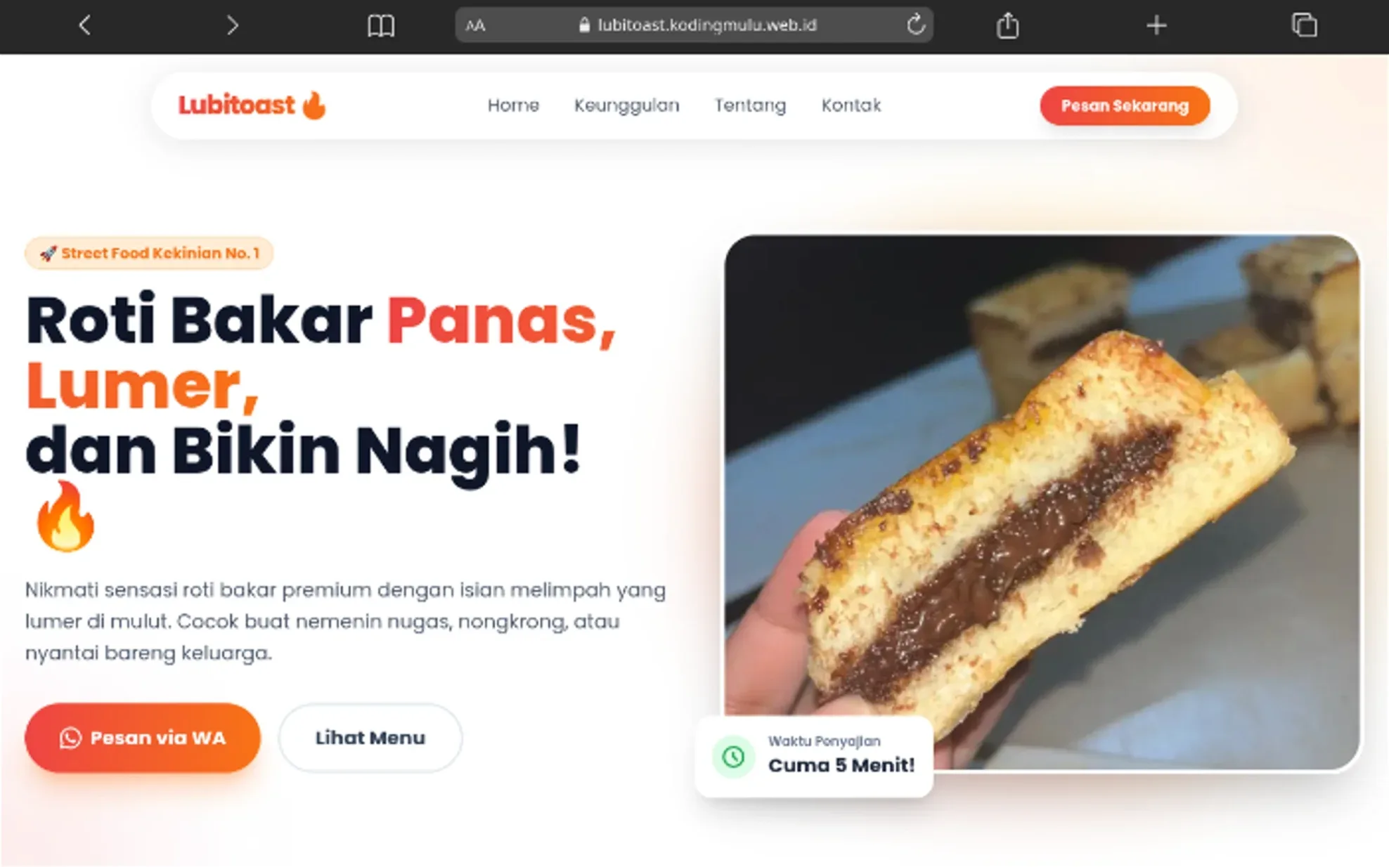 Lubitoast – F&B Business Landing Page & Direct Order Integration
